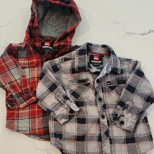 Quiksilver Kids Plaid Button-Down Shirts 18 Month. Red and Gray